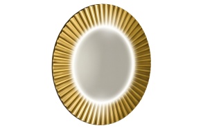 PRIDE round mirror with LED lighting in frame dia. 90cm, gold