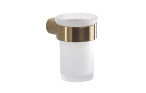 PIRENEI tumbler holder, frosted glass, gold matt