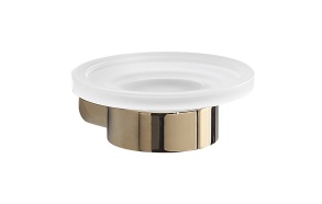 PIRENEI soap dish holder, frosted glass, gold