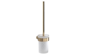 PIRENEI wall-hung toilet brush, frosted glass, gold