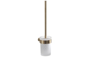 PIRENEI wall-hung toilet brush, frosted glass, gold matt