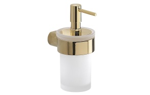 PIRENEI soap dispenser 110 ml, frosted glass, gold