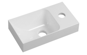 PICCOLINO Cultured Marble Washbasin 30,8x10x17cm, mixer on the right/white