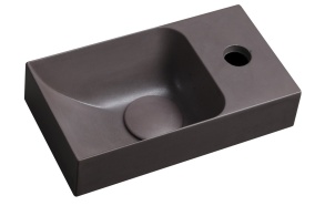 PICCOLINO concrete washbasin 30,8x17cm, mixer on the right, dark brown