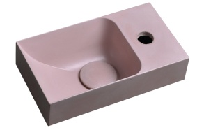 PICCOLINO concrete washbasin 30,8x17cm, mixer on the right, pink