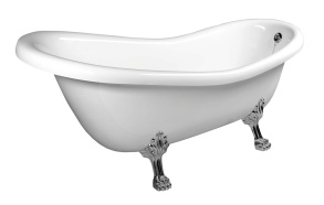 RETRO Freestanding Bath 158x73x72cm, Chrome Matt Legs, White