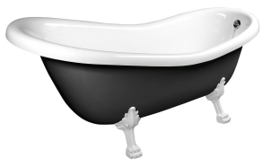 RETRO Freestanding Bath 158x73x72cm, White Legs, Black/White