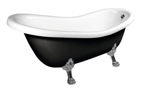 RETRO Freestanding Bath 174x83x81cm, Chrome Matt Legs, Black/White