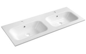 SIDRA double washbasin, Cast marble, 121x46cm, white