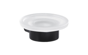 PIRENEI Soap Dish, black matt/glass satin