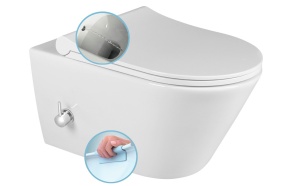 AVVA Wall Hung Toilet, with mixer and bidet shower, Rimless, 35,5x53cm, white