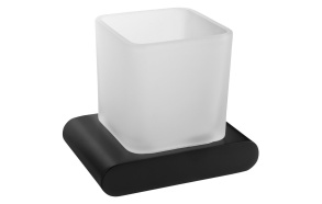 FLORI Tumbler Holder, black matt/frosted glass