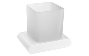 FLORI Tumbler Holder, white matt/frosted glass