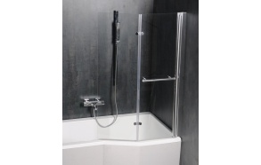 ODESSA Rising Pivot Bath Screen 970mm, silver/clear glass