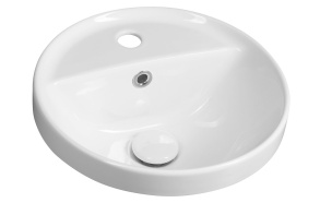 YUVA Recessed ceramic washbasin, Ø 38cm, white