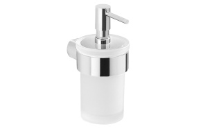 PIRENEI Soap Dispenser, chrome/glass satin