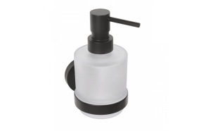 X-ROUND BLACK Soap Dispenser Holder, frosted glass, 200ml, black