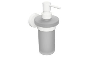 X-ROUND WHITE Soap Dispenser Holder, frosted glass, 230ml, white
