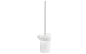 PIRENEI Wall Hung Toilet Brush/Holder, white matt/glass satin