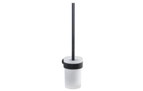 PIRENEI Wall Hung Toilet Brush/Holder, black matt/glass satin