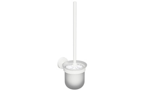 X-ROUND WHITE Wall Mounted Toilet Brush/Holder, matt glass, white