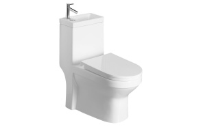 HYGIE WC Close Coupled Toilet with washbasin, P-trap/S-trap, white