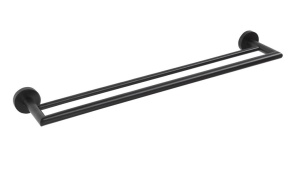 X-ROUND BLACK Double Towel Rail Holder, black (655x55x110 mm)