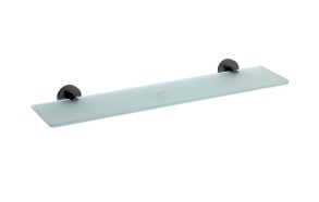 X-ROUND BLACK Shelf, frosted glass, black (600x55x130 mm)