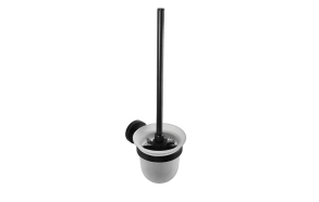 X-ROUND BLACK Seinale kinnitatav WC hari/hoidik, matt klaas, must (95x370x140 mm)