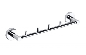 X-ROUND E Towel Rail Rack with 5 Hooks 395mm, chrome (395xx55x70 mm)