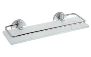 X-ROUND E Glass Shelf with Rail 300x130mm, chrome (300x55x130 mm)