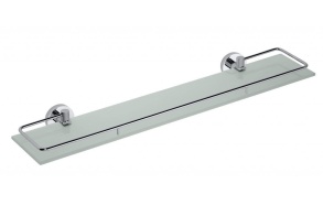 X-ROUND E Glass Shelf with Rail 600x130mm, chrome (600x55x130 mm)