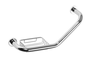 X-ROUND E Angled Soap Dish Rail Grab Holder Bar 400mm, chrome (400 mm)