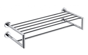 X-ROUND Double Towel Holder Shelf Storage 650mm, chrome (655x160x225 mm)