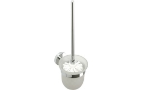 X-ROUND Wall Mounted Toilet Brush/Holder, matt glass, chrome (110x360x140 mm)