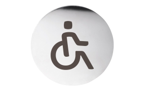 WC Disabled door sign dia. 75mm, polished stainless steel