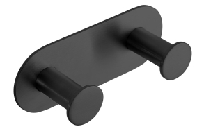 X-ROUND self-adhesive double hook, black matt