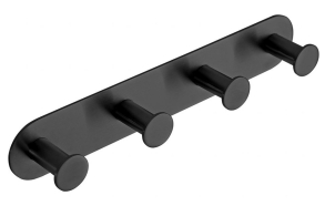 X-ROUND self-adhesive 4-hook, black matt