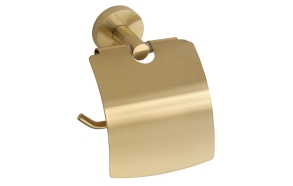 X-ROUND GOLD toilet paper holder with cover, gold matt