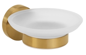 X-ROUND GOLD wall-hung soap dish holder, frosted glass, gold matt