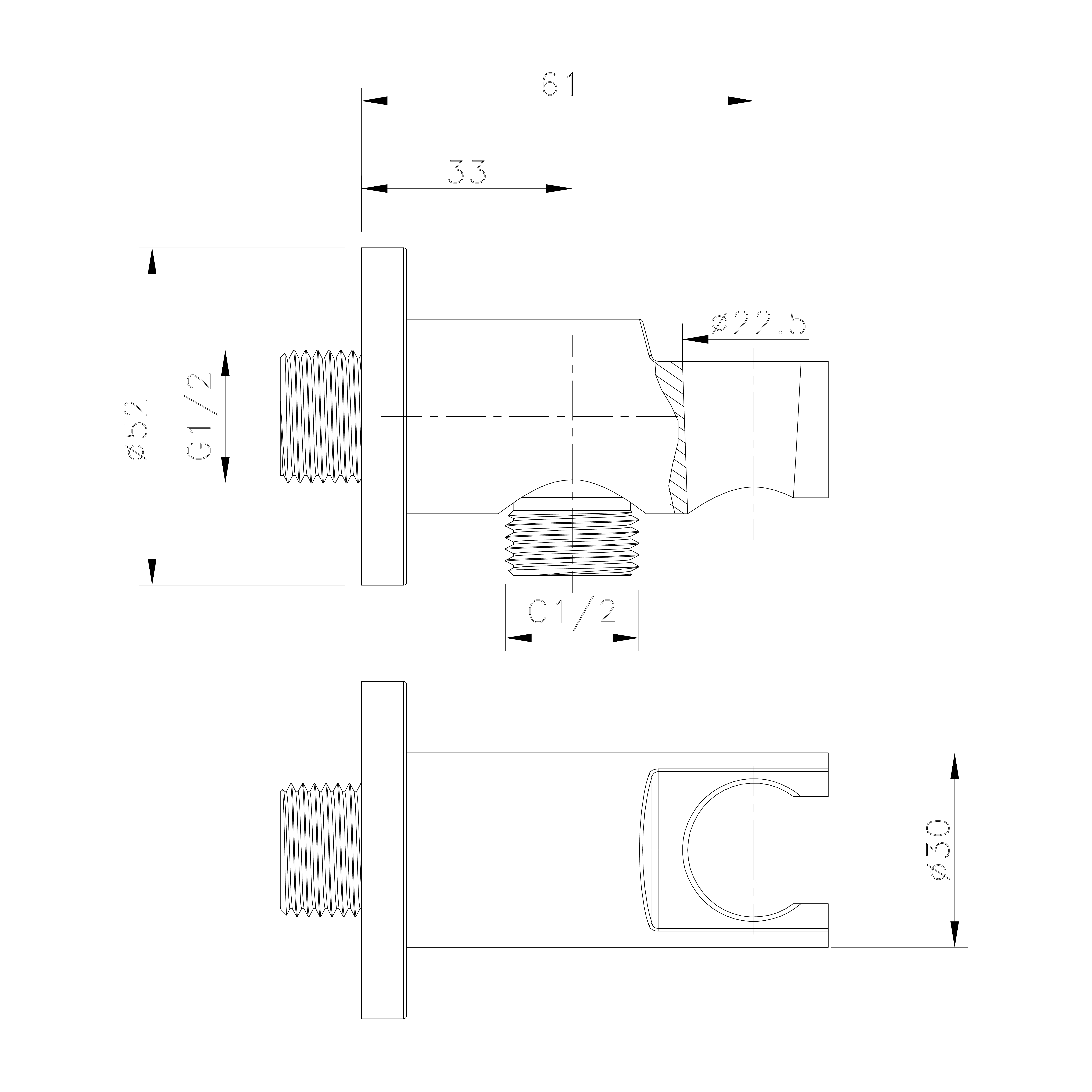 Shower holder with outlet, fixed, round, copper matt