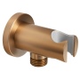 Shower holder with outlet, fixed, round, copper matt