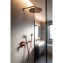 Shower holder with outlet, fixed, round, copper matt