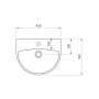 SPIRAL ceramic washbasin 43x35cm, white