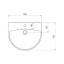 SPIRAL ceramic washbasin 50x42cm, white