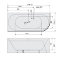 monoliitvann Viva L Asymmetric 170x75x60 cm, hall