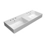 valamu KUBE X 120x47cm,  tasaseks lihvitud põhi,  3 segistiava, valge ExtraGlaze