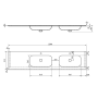 valamu ARUBA R, 250x51.5 cm, valge matt
