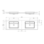 valamu Brahea 181x51.5 cm (90+90 cm), Rockstone, matt valge
