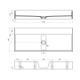 CUBIS washbasin, cast marble, 100x40cm, without tap hole, white